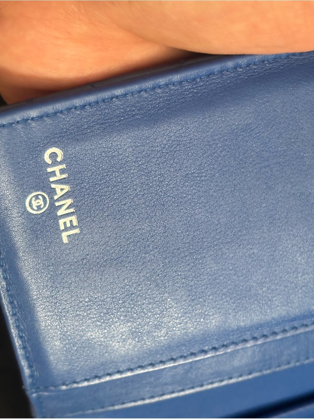 Authentic CHANEL Continental Quilted Patent Leather Wallet in Deep Blue - Picture 7 of 15